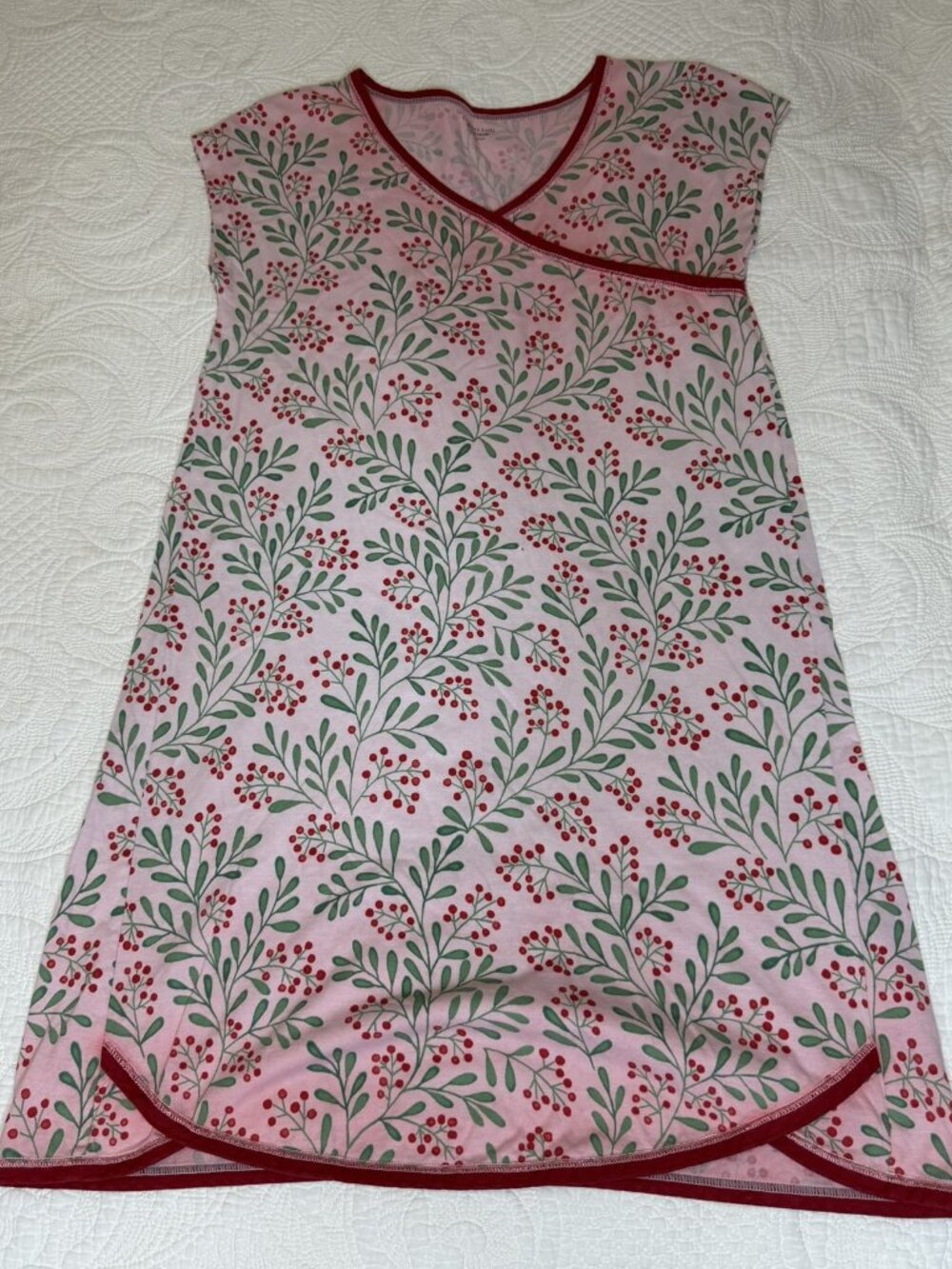Garnet Hill Green Cotton XS Dress – Pink Botanical Print